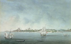 Vue du Sultan Ahmet et de Sainte-Sophie depuis Üsküdar, à Constantinople - Jean Baptiste Hilair