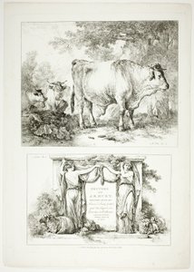 Planche Une de 38 des Œuvres de J. B. Huet - Jean Baptiste Huet