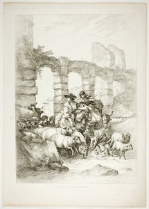 Planche douze de 38 des Œuvres de J. B. Huet - Jean Baptiste Huet