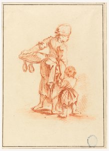 Dessin, une femme guidant un enfant, 1750-75 - Jean Baptiste Le Prince