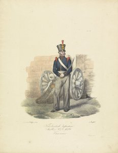 Canonnier, 1820-1825 (Militaire costumen du Royaume des Pays-Bas)