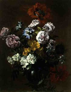 Nature morte de fleurs dans un vase en verre - Jean Baptiste Monnoyer