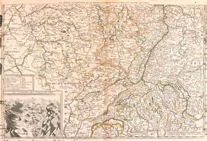 Carte de la région autour du Rhin (Allemagne, Suisse, France)