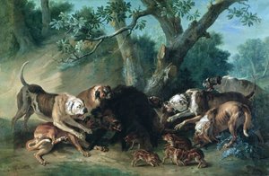 Une laie sauvage et ses petits attaqués par des chiens - Jean Baptiste Oudry