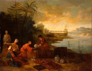 Asie - Un marchand européen achetant de la porcelaine à un commerçant chinois, 1724 - Jean Baptiste Oudry