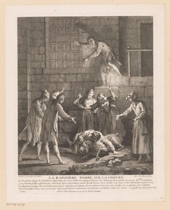 Homme tombant sur une chèvre