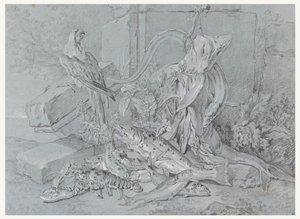 Nature morte avec poisson et perroquet - Jean Baptiste Oudry