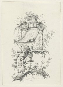 Composition ornementale de style chinoiserie (Deuxième Cahier de six Baraques Chinoises) - Jean Baptiste Pillement
