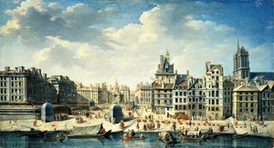 Une place sur les rives de la Seine à Paris - Jean Baptiste Raguenet