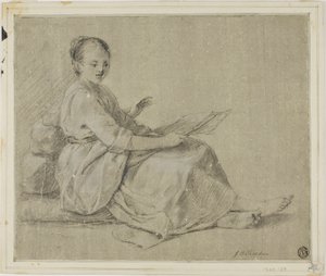 Femme pieds nus assise sur le sol - Jean Baptiste Simeon Chardin
