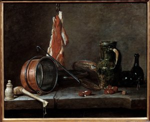 Menu gras et ustensiles de cuisine. Nature morte - Jean Baptiste Simeon Chardin