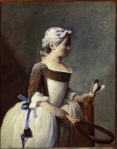 Fille avec raquette et volant
