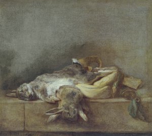 Nature morte avec lapins, un sac de gibier et une corne à poudre, c.1755 - Jean Baptiste Simeon Chardin
