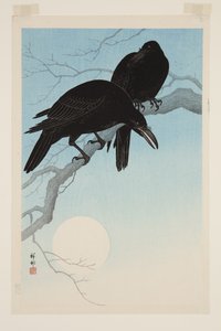 Corbeaux au clair de lune (estampe sur bois en couleur) - Jean Baptiste Thonesse