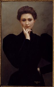 Méditation Une jeune femme pensive habillée à la mode Belle Époque