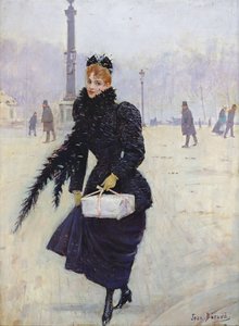 Femme parisienne à la Place de la Concorde, vers 1890