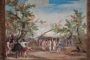 Un des quarante et un panneaux avec des scènes