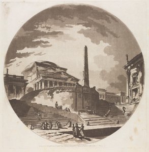 Vue de la Rotonde avec escaliers sur le Tibre - Jean Claude Richard de Saint Non