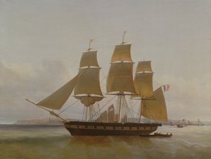 Trois-mâts, dans le port du Havre, 1846