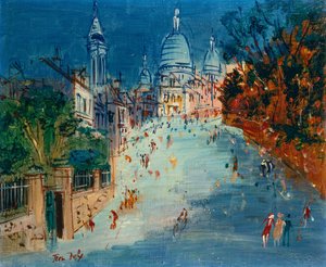Une rue de Montmartre (huile sur toile) - Jean Dufy