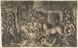 Un roi poursuivi par une licorne, de la série des Licornes, vers 1555