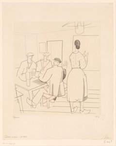 Intérieur de café avec clients et serveuse
