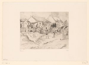 Joueurs de tennis se reposant sur la plage - Jean Emile Laboureur (signed by artist)