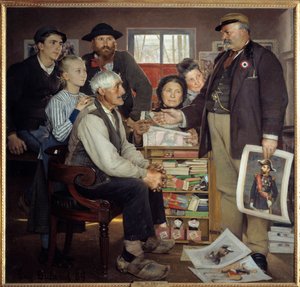 Scène de propagande boulangère. Un boulanger essaie de convaincre un vieux fermier de rejoindre le parti - Jean Eugene Buland