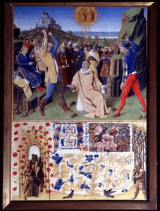 Le martyre de Saint Étienne par lapidation, miniature tirée du Livre d