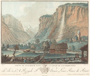 Chute de Staubbach, dans la Vallée de Lauterbrunnen, probablement 1776 - Jean Francois Janinet