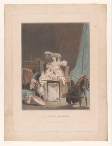 Deux femmes aux seins nus devant un miroir - Jean Francois Janinet