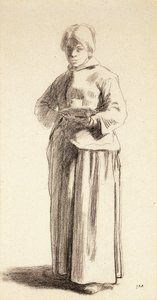 Une femme debout tenant une tasse, c.1852-56