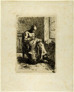 Une femme cousant