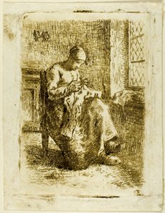 Une femme cousant