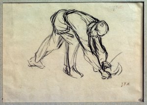 Le repas préparatoire dessin de Jean François Millet (1814-1875) 19ème siècle Paris, Musée du Louvre - Jean Francois Millet