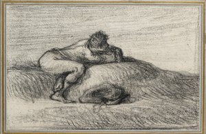 Homme accroupi sur une butte, 1848 - 1850