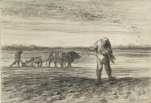 Homme labourant et un autre semant, 1849-1852 - Jean Francois Millet