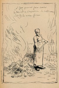 Paysanne brûlant des mauvaises herbes, XIXe siècle
