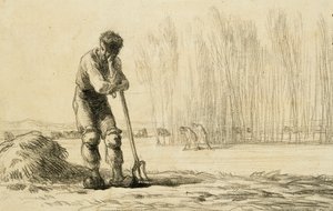 Paysanne appuyée sur une fourche - Jean Francois Millet