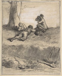 Ouvriers de la route au déjeuner, vers 1850-52