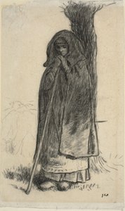 Bergère appuyée contre un arbre - Jean Francois Millet