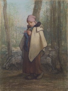 La Bergère tricotant - Jean Francois Millet