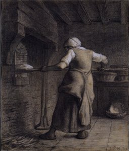 Femme cuisant du pain