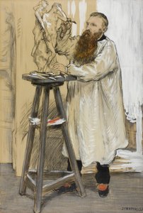 Portrait du sculpteur Auguste Rodin dans son atelier, vers 1889 - Jean Francois Raffaelli