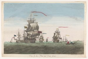 Vue de la mer avec des bateaux dans le vent