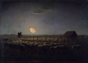 La bergerie, au clair de lune - Jean-Francois Millet