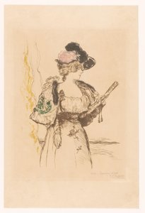 Dame avec éventail - Jean François Raffaëlli (signed by artist)