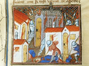 Les Anglais incendient la ville de St. Lo ...