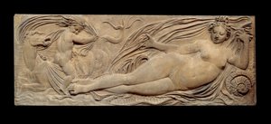Nymphe et petit génie sur un cheval marin; Nymphe et Triton entourés de deux petits génies