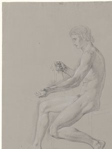 Nu masculin assis, vers la gauche